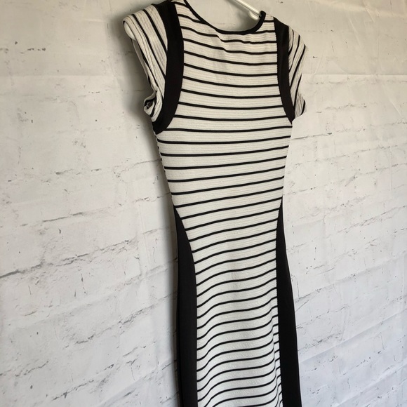 Fitted White and Black Striped Dress - Picture 2 of 6